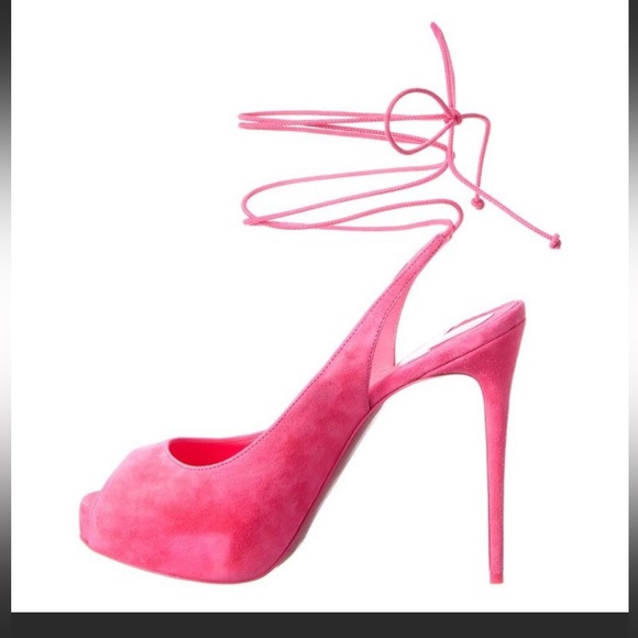 Brand new Christian Louboutin Lace up NVP 120 Veau Velours in pink suede - Picture 2 of 8